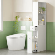 Artiss Bathroom Cabinet Storage Slim Organiser Drawer Toilet Corner 135cm White FURNI-N-BATH-LF135-WH