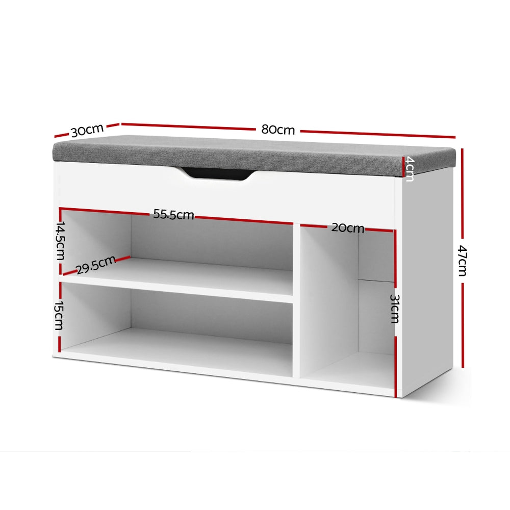 Artiss Shoe Rack Bench Shoe Cabinet White Allen FURNI-N-BENCH-145-WH