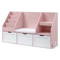 Keezi Kids Bookshelf Storage Organiser Toy Box Drawer Bench Seat Cabinet Pink