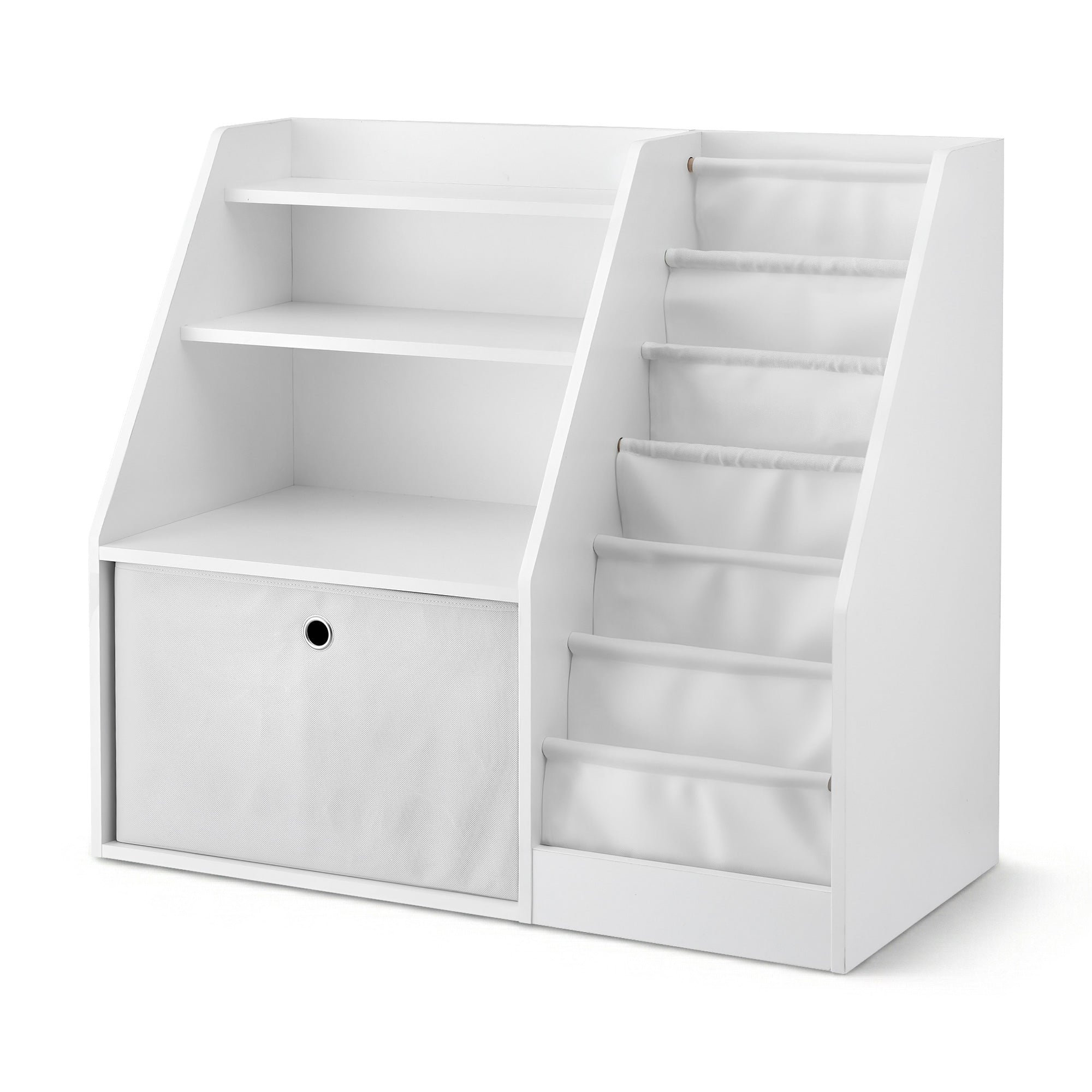 Keezi Kids Bookshelf Children Bookcase Organizer Storage Rack Display Drawer White FURNI-N-BOOK-DACT-WH