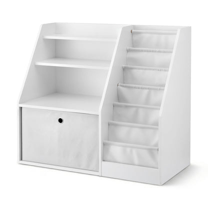 Keezi Kids Bookshelf Children Bookcase Organizer Storage Rack Display Drawer White FURNI-N-BOOK-DACT-WH