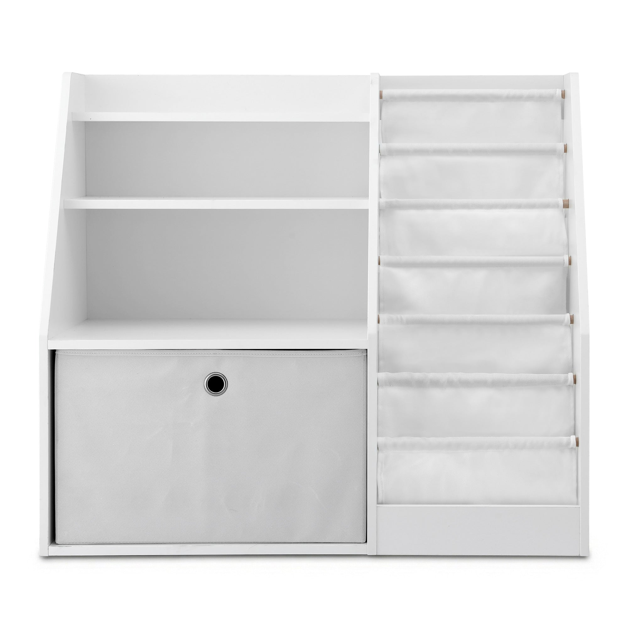 Keezi Kids Bookshelf Children Bookcase Organizer Storage Rack Display Drawer White FURNI-N-BOOK-DACT-WH