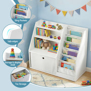 Keezi Kids Bookshelf Children Bookcase Organizer Storage Rack Display Drawer White FURNI-N-BOOK-DACT-WH