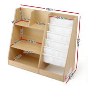 Keezi Kids Bookshelf Wood Bookcase Children Storage Rack Display Shelves Holder FURNI-N-BOOK-MCT-WD