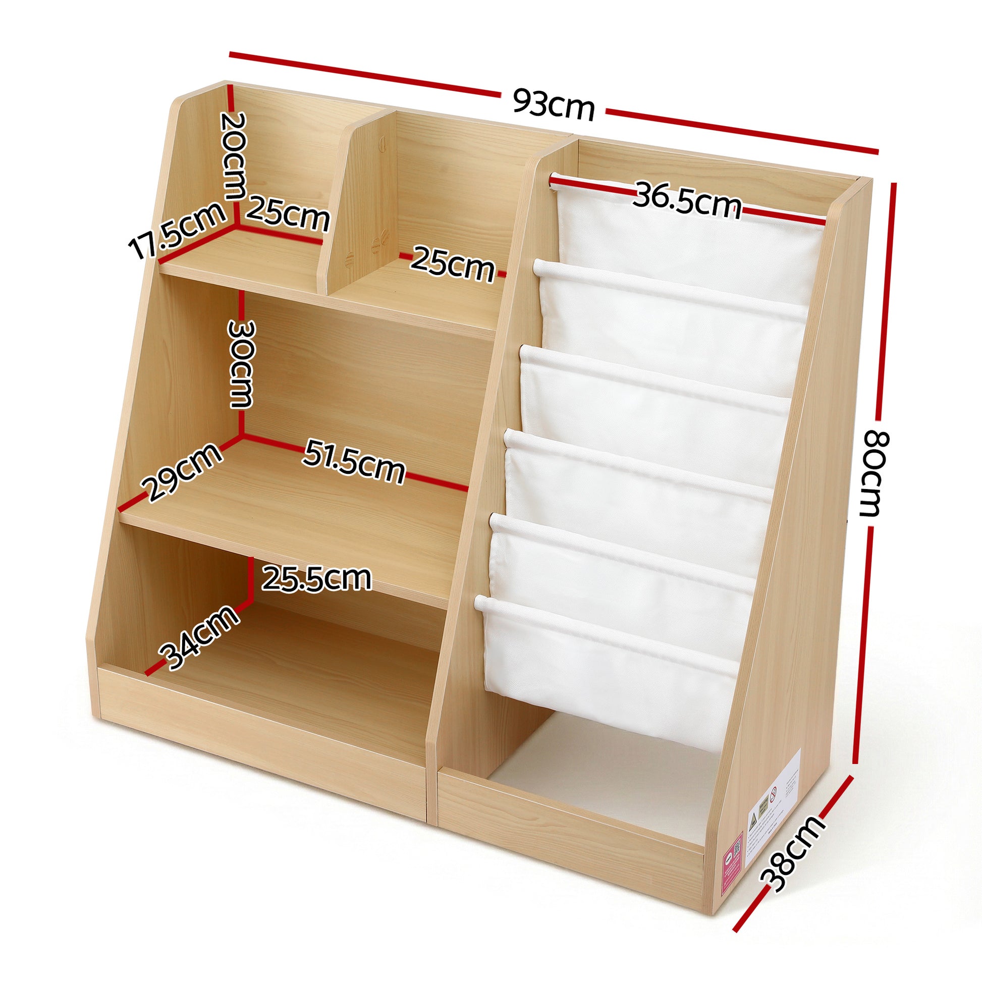 Keezi Kids Bookshelf Wood Bookcase Children Storage Rack Display Shelves Holder FURNI-N-BOOK-MCT-WD
