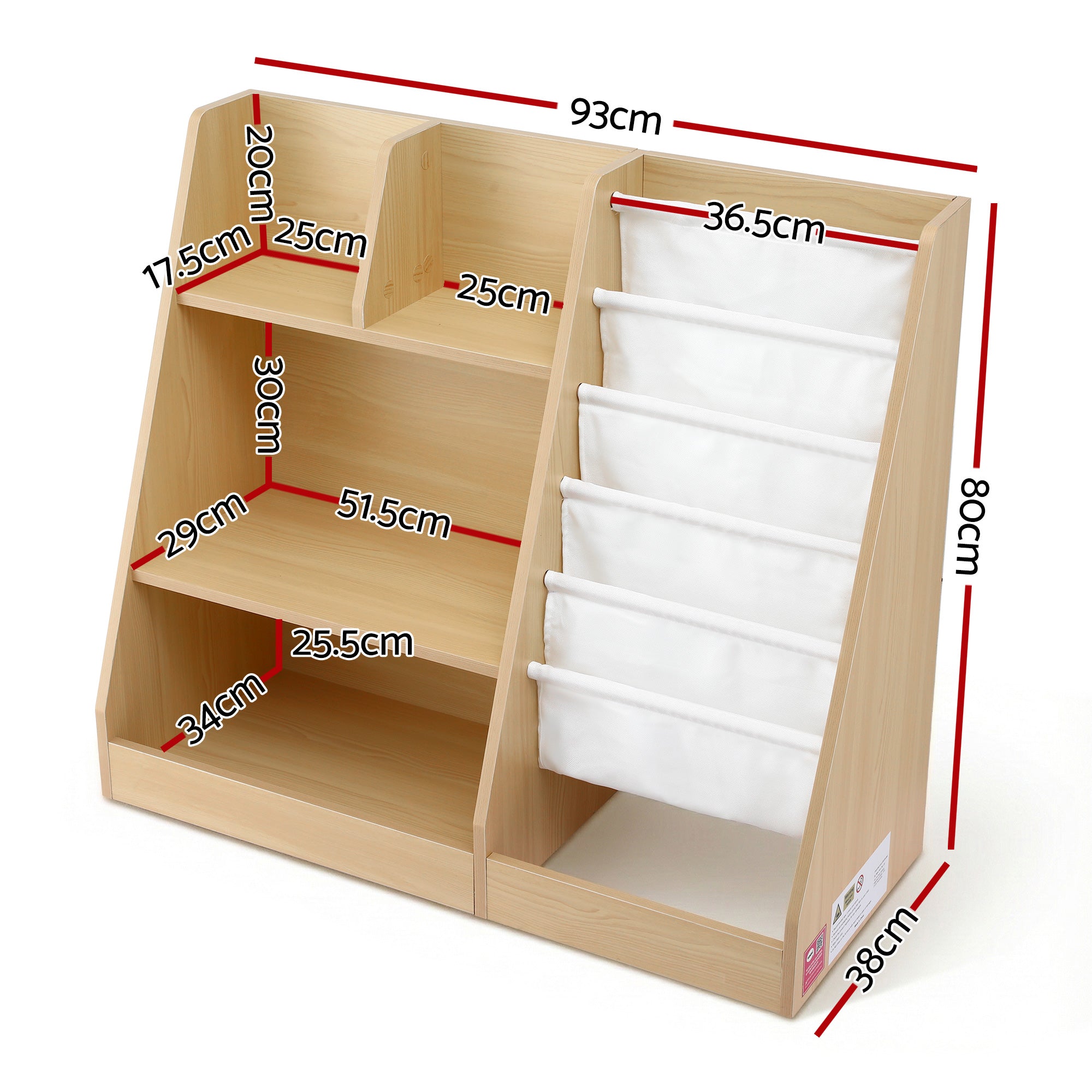 Keezi Kids Bookshelf Wood Bookcase Children Storage Rack Display Shelves Holder FURNI-N-BOOK-MCT-WD