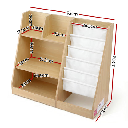 Keezi Kids Bookshelf Wood Bookcase Children Storage Rack Display Shelves Holder FURNI-N-BOOK-MCT-WD