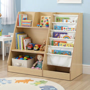 Keezi Kids Bookshelf Wood Bookcase Children Storage Rack Display Shelves Holder FURNI-N-BOOK-MCT-WD