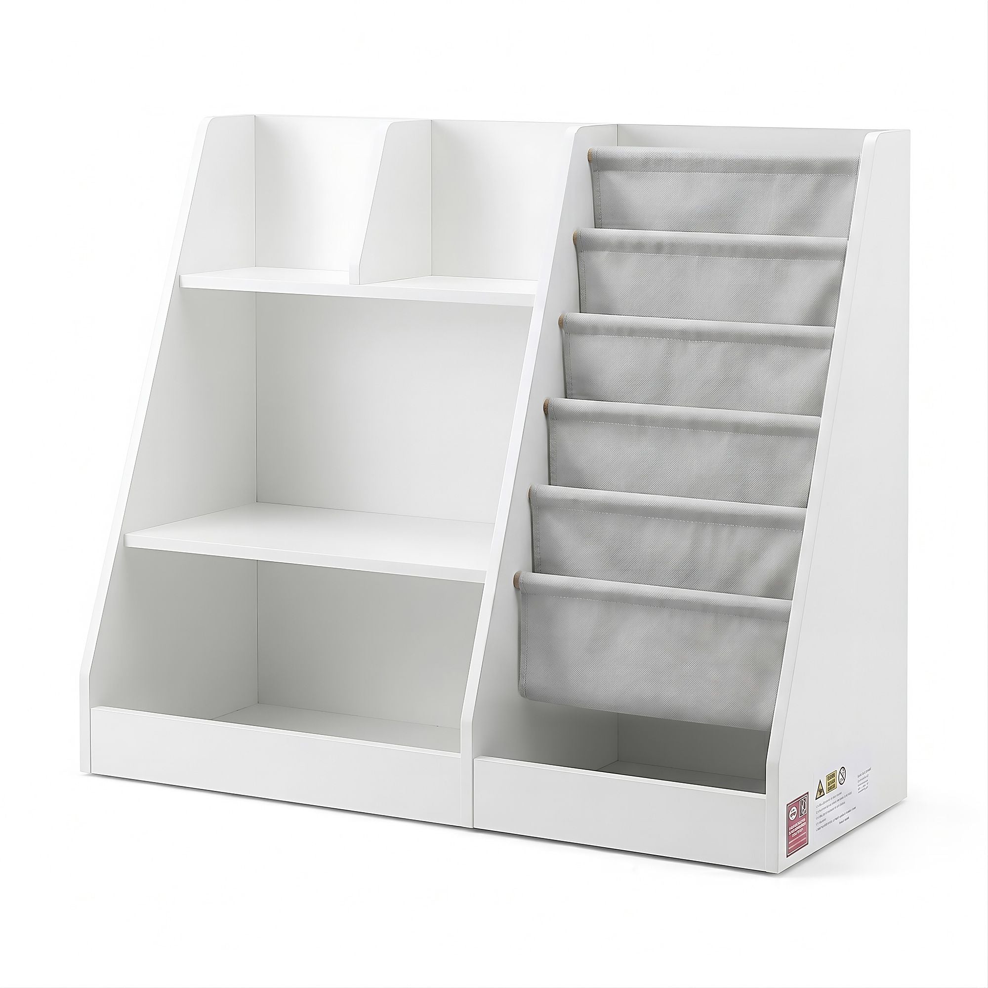 Keezi Kids Bookshelf Wood Bookcase Toddler Toys Storage Rack Display Shelves FURNI-N-BOOK-MCT-WH