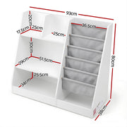 Keezi Kids Bookshelf Wood Bookcase Toddler Toys Storage Rack Display Shelves FURNI-N-BOOK-MCT-WH