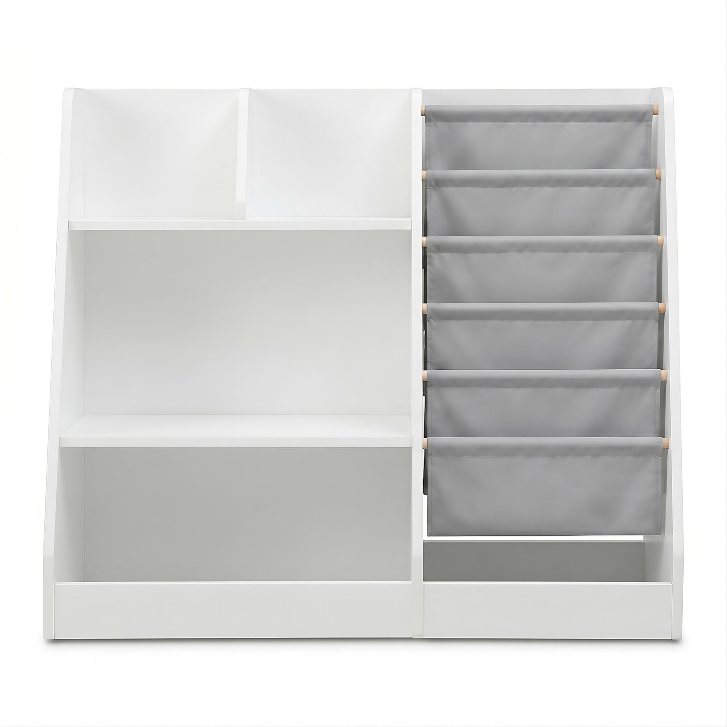 Keezi Kids Bookshelf Wood Bookcase Toddler Toys Storage Rack Display Shelves FURNI-N-BOOK-MCT-WH