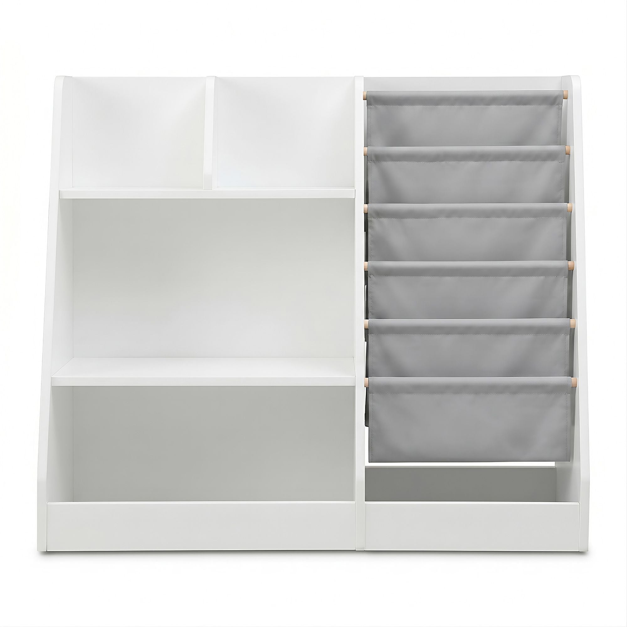 Keezi Kids Bookshelf Wood Bookcase Toddler Toys Storage Rack Display Shelves FURNI-N-BOOK-MCT-WH