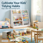 Keezi Kids Bookshelf Wood Bookcase Toddler Toys Storage Rack Display Shelves FURNI-N-BOOK-MCT-WH