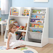 Keezi Kids Bookshelf Wood Bookcase Toddler Toys Storage Rack Display Shelves FURNI-N-BOOK-MCT-WH