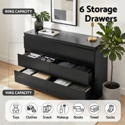 Artiss 6 Chest of Drawers Lowboy Black