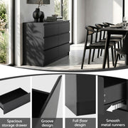 Artiss 6 Chest of Drawers Lowboy Black