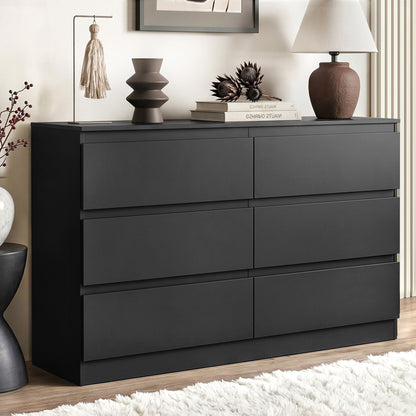Artiss 6 Chest of Drawers Lowboy Black FURNI-N-CDR-02-BK-AB