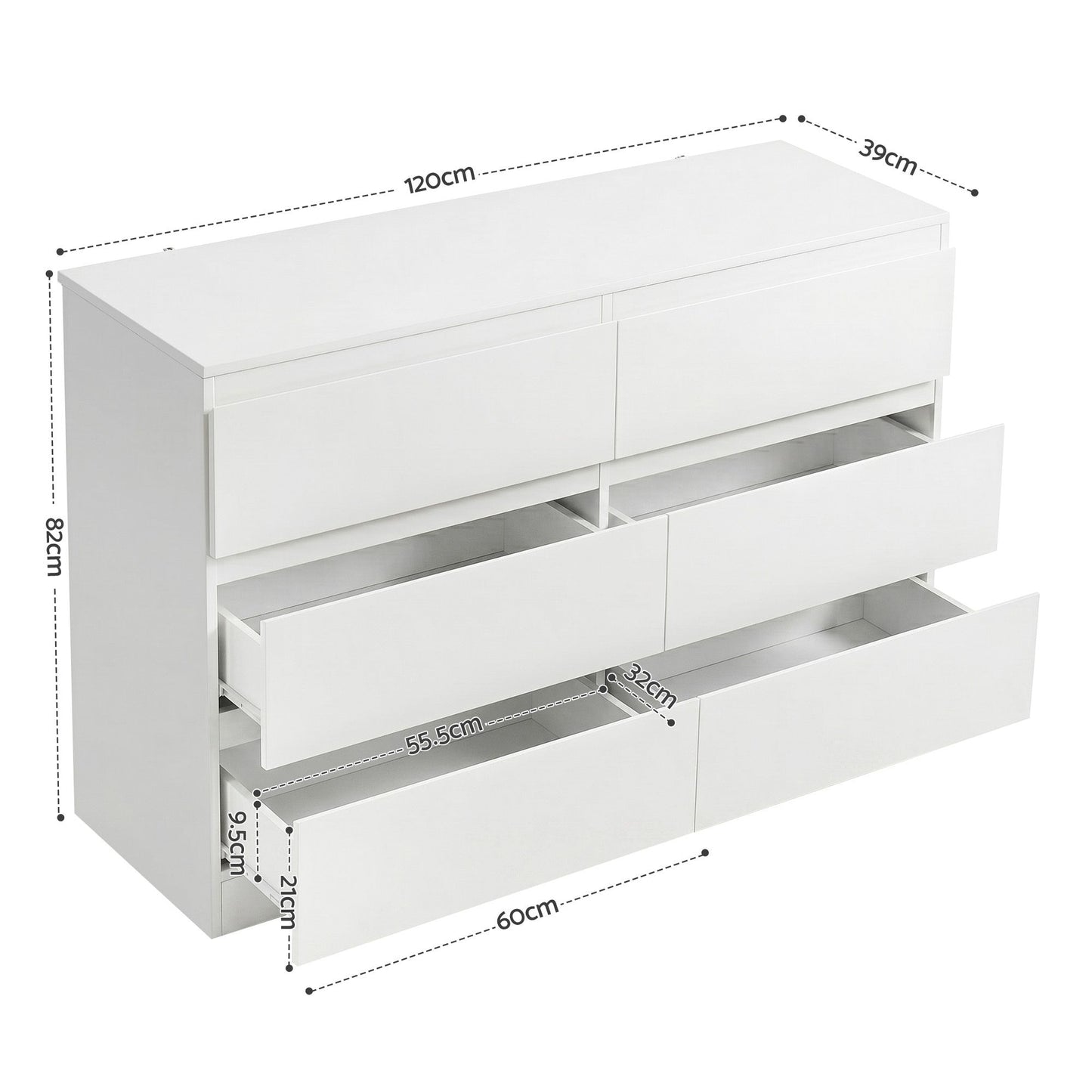 Artiss 6 Chest of Drawers Lowboy White FURNI-N-CDR-02-WH-AB