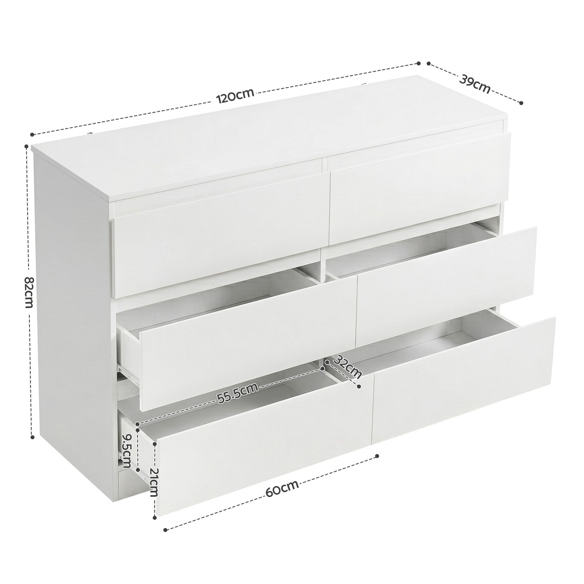 Artiss 6 Chest of Drawers Lowboy White FURNI-N-CDR-02-WH-AB