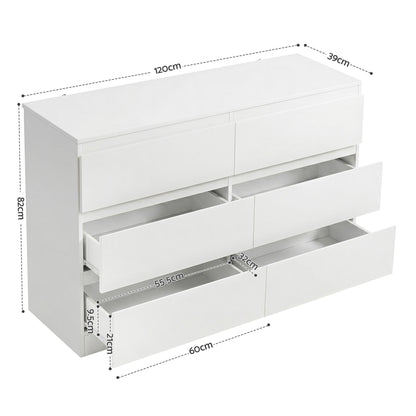 Artiss 6 Chest of Drawers Lowboy White FURNI-N-CDR-02-WH-AB