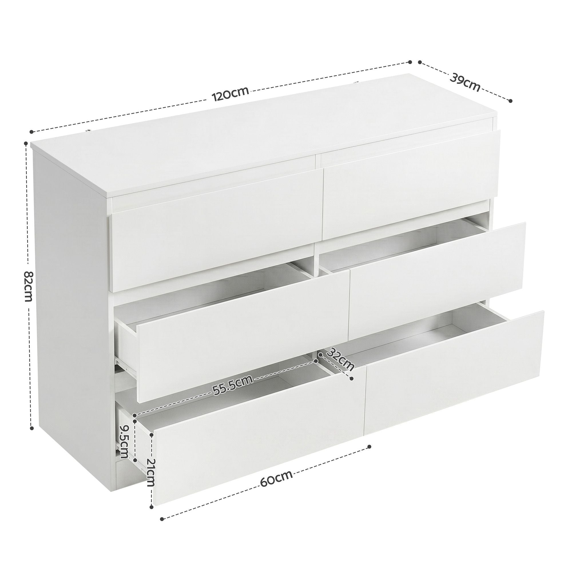 Artiss 6 Chest of Drawers Lowboy White