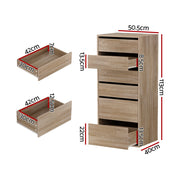 Artiss 6 Chest of Drawers Dresser Tallboy Pine FURNI-N-CDR-6D-WD-AB