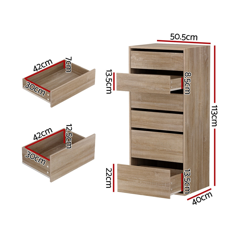 Artiss 6 Chest of Drawers Dresser Tallboy Pine FURNI-N-CDR-6D-WD-AB