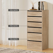 Artiss 6 Chest of Drawers Dresser Tallboy Pine FURNI-N-CDR-6D-WD-AB