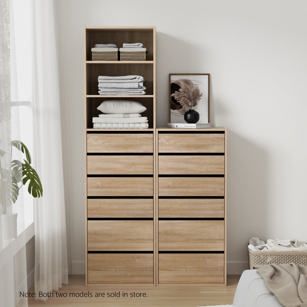 Artiss 6 Chest of Drawers Dresser Tallboy Pine FURNI-N-CDR-6D-WD-AB