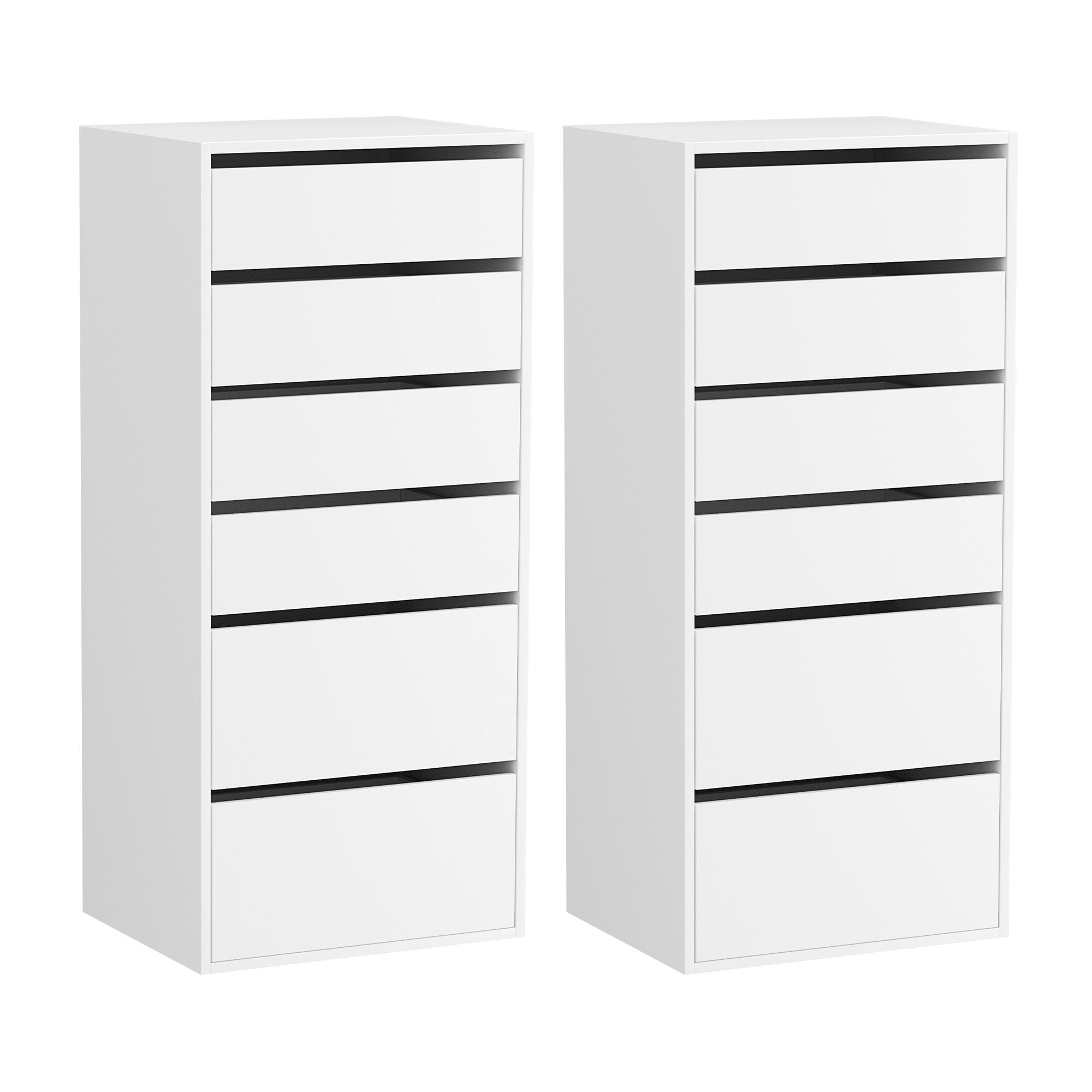 Artiss 2x Chest of 6 Drawers Dresser Tallboy White FURNI-N-CDR-6D-WH-ABX2