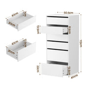Artiss 2x Chest of 6 Drawers Dresser Tallboy White FURNI-N-CDR-6D-WH-ABX2