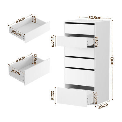 Artiss 2x Chest of 6 Drawers Dresser Tallboy White FURNI-N-CDR-6D-WH-ABX2