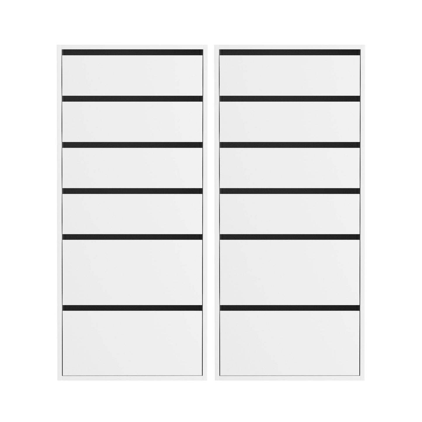 Artiss 2x Chest of 6 Drawers Dresser Tallboy White FURNI-N-CDR-6D-WH-ABX2