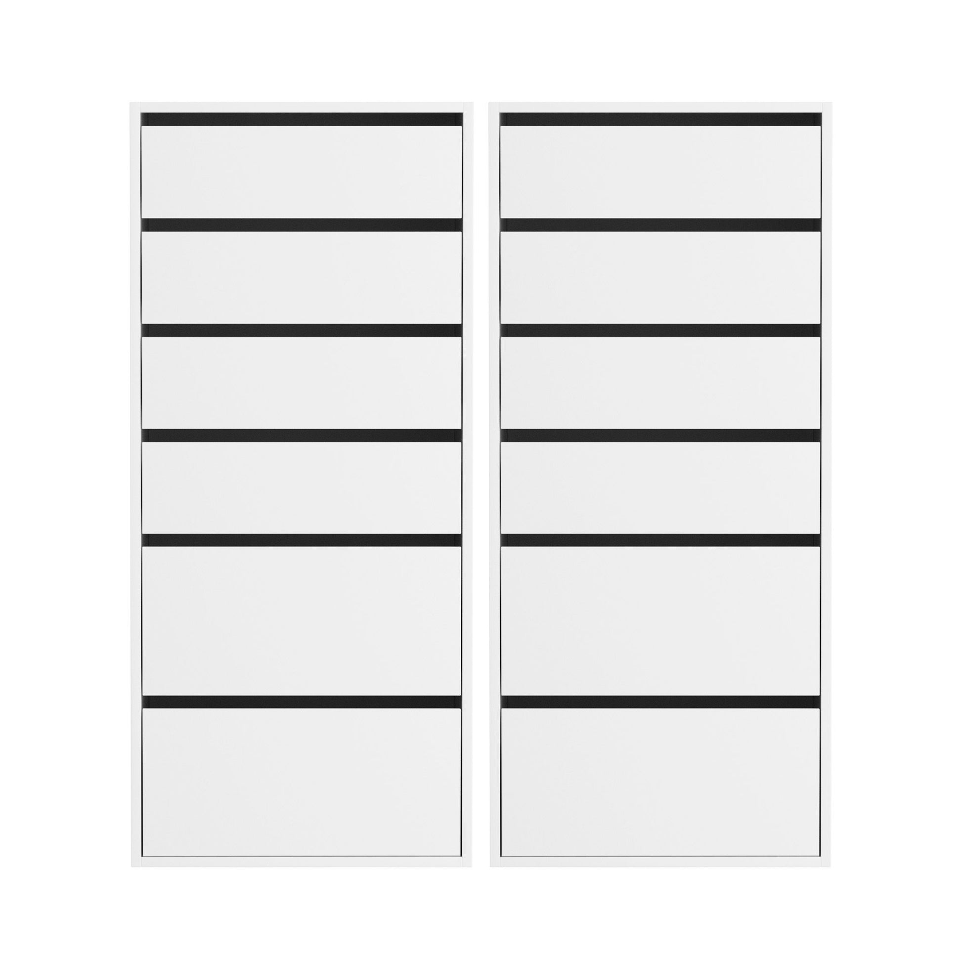 Artiss 2x Chest of 6 Drawers Dresser Tallboy White FURNI-N-CDR-6D-WH-ABX2