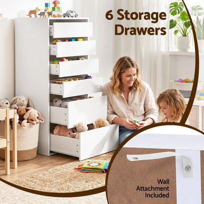 Artiss 2x Chest of 6 Drawers Dresser Tallboy White FURNI-N-CDR-6D-WH-ABX2
