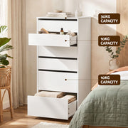 Artiss 2x Chest of 6 Drawers Dresser Tallboy White FURNI-N-CDR-6D-WH-ABX2