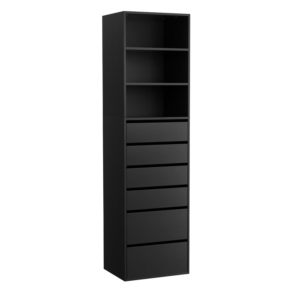 Artiss 6 Chest of Drawers Tallboy Cabinet Black FURNI-N-CDR-6D3S-BK-AB