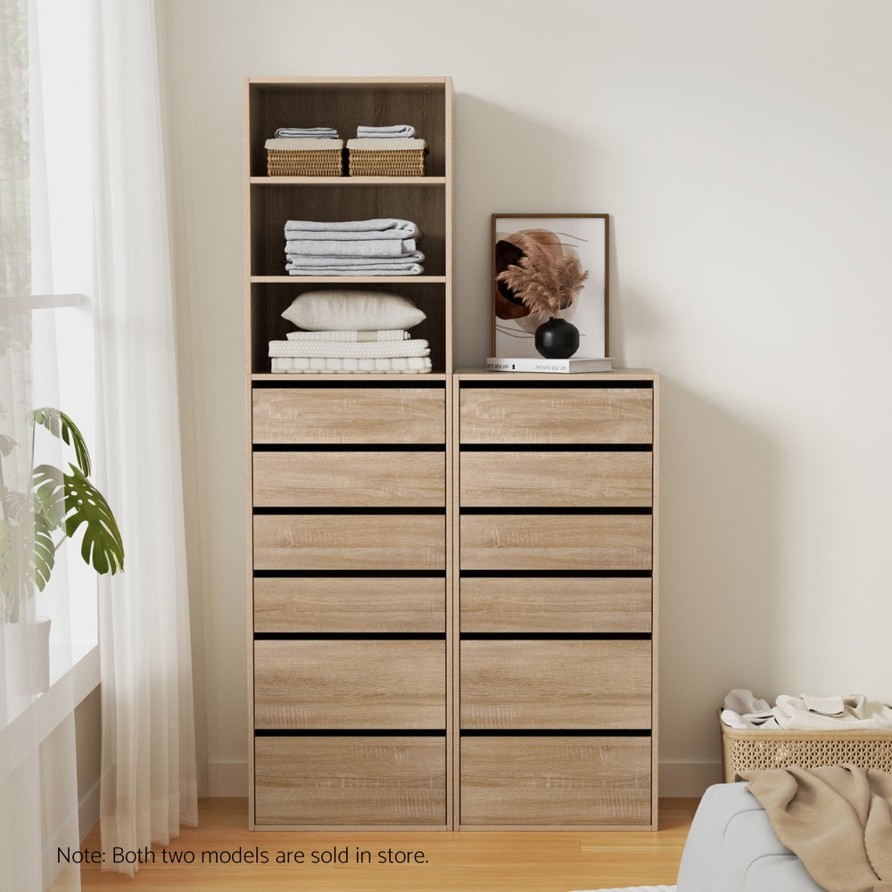 Artiss 6 Chest of Drawers Tallboy Cabinet Pine FURNI-N-CDR-6D3S-WD-AB