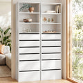 Artiss 2x Chest of 6 Drawers Tallboy Cabinet Adjustable Shelf White FURNI-N-CDR-6D3S-WHX2