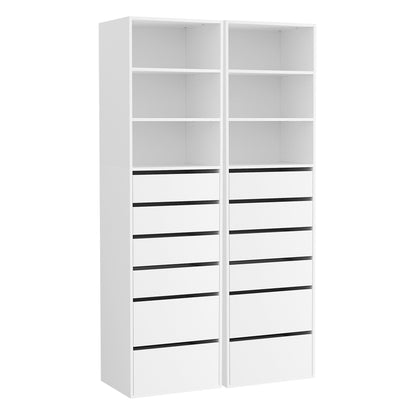 Artiss 2x Chest of 6 Drawers Tallboy Cabinet Adjustable Shelf White FURNI-N-CDR-6D3S-WHX2