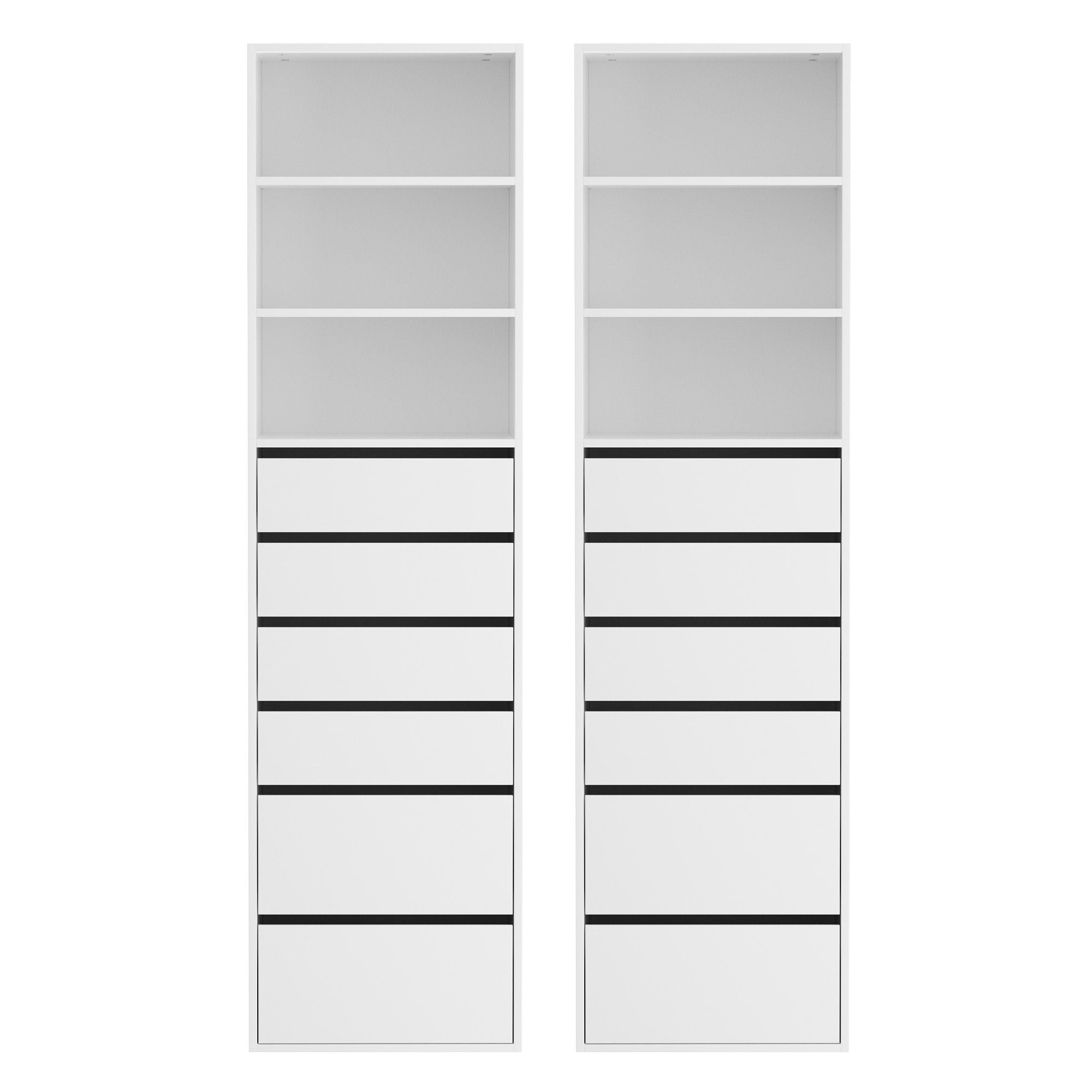 Artiss 2x Chest of 6 Drawers Tallboy Cabinet Adjustable Shelf White FURNI-N-CDR-6D3S-WHX2
