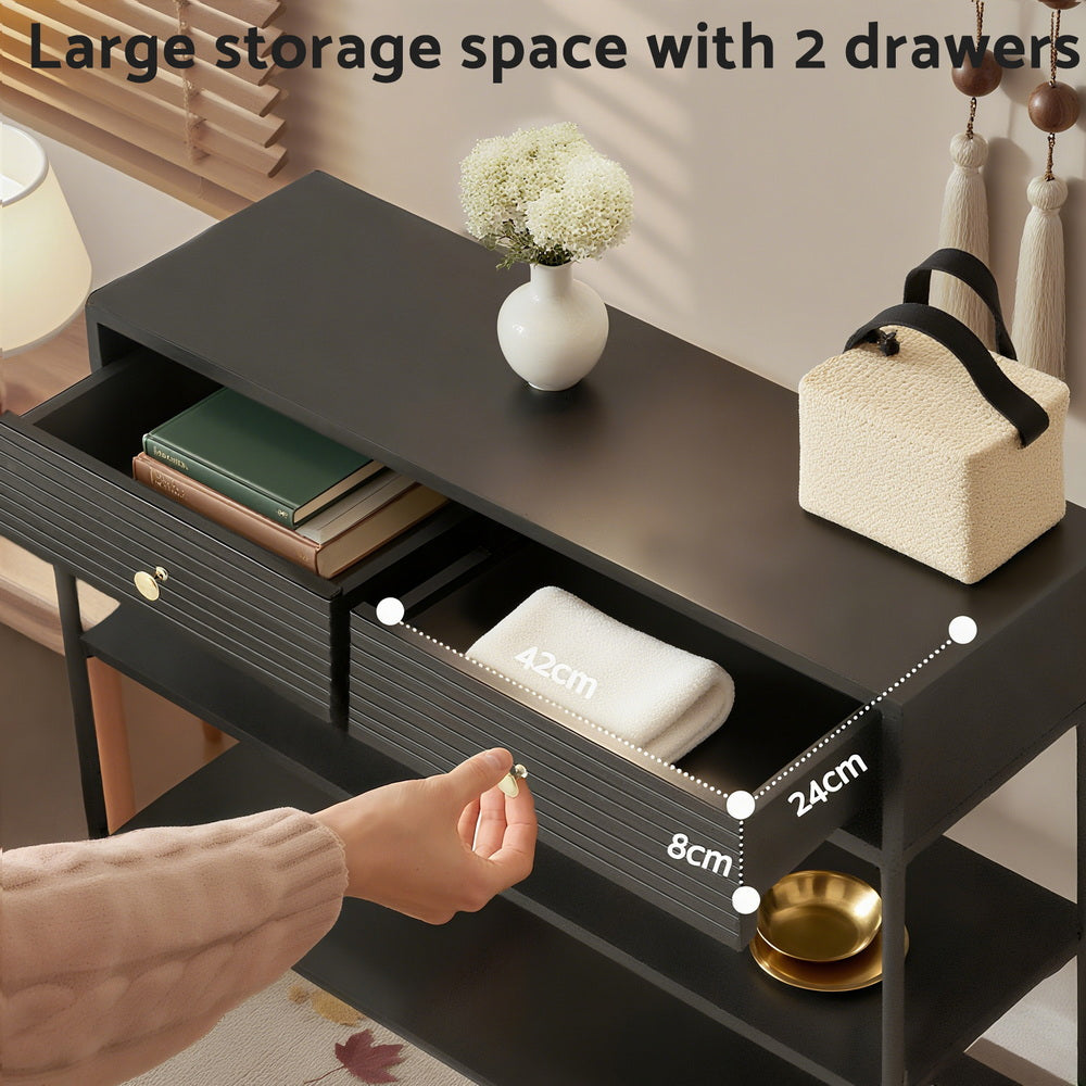 Artiss Console Table 3-Tier Black FURNI-N-CST-01-BK