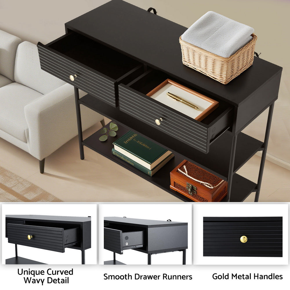 Artiss Console Table 3-Tier Black FURNI-N-CST-01-BK