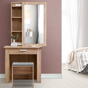 Artiss Dressing Table Stool Set Sliding Mirror Oak Demi FURNI-N-DRESS01-WD-AB