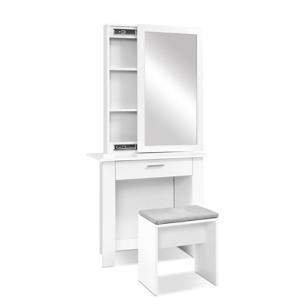 Artiss Dressing Table Stool Set Sliding Mirror White Demi FURNI-N-DRESS01-WH-AB