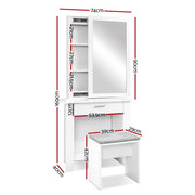 Artiss Dressing Table Stool Set Sliding Mirror White Demi FURNI-N-DRESS01-WH-AB