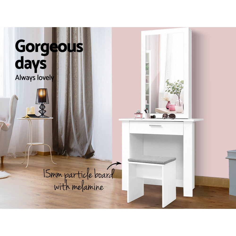 Artiss Dressing Table Stool Set Sliding Mirror White Demi FURNI-N-DRESS01-WH-AB