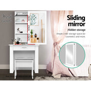 Artiss Dressing Table Stool Set Sliding Mirror White Demi FURNI-N-DRESS01-WH-AB