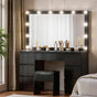 Artiss Dressing Table Vanity Desk Set Stool 12 Led Bulbs Black FURNI-N-DRESS02-LED-BK-AB
