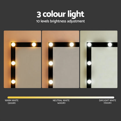 Artiss Dressing Table Vanity Desk Set Stool 12 Led Bulbs Black FURNI-N-DRESS02-LED-BK-AB